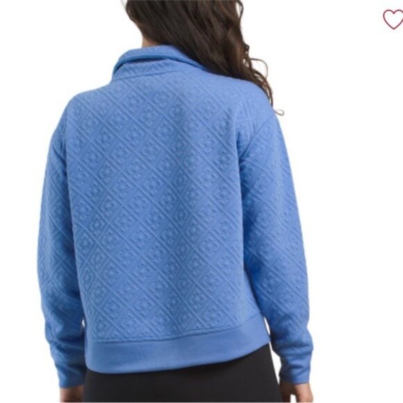 Tommy Bahama everyday active blue quilted mock neck pullover sweatshirt L - Picture 2 of 12